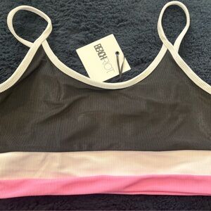 Beach Riot Black and Pink Top with White Trim NWT NEW